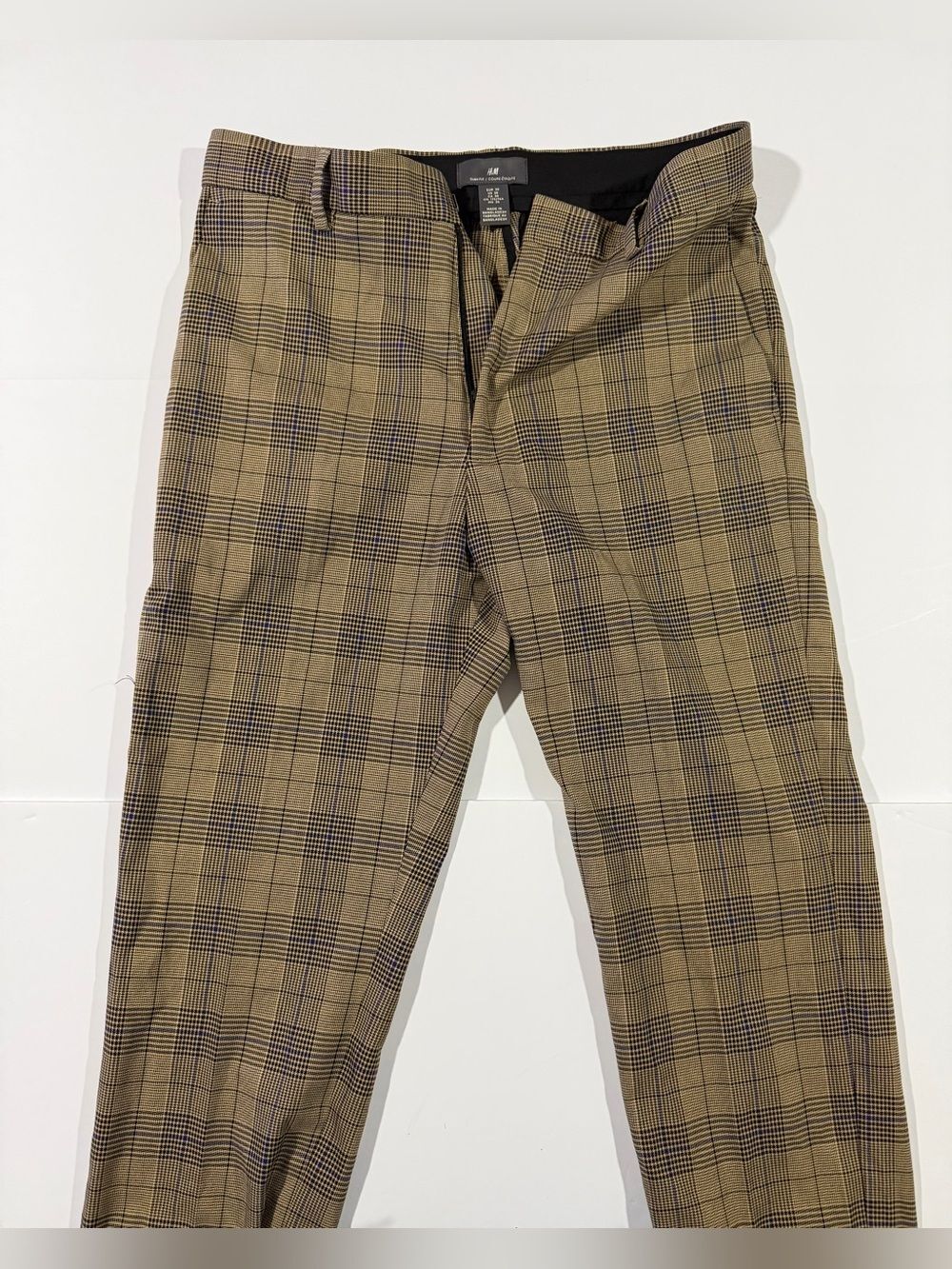 H&M Men's Tan Glen Plaid Dress Pants